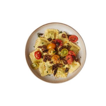 Ravioli Pasta With Cut Out Isolated On Background Transparent