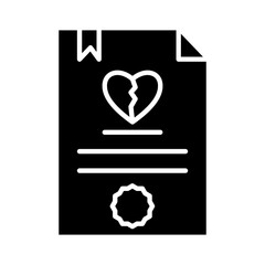 Solid DIVORCE DOCUMENT design vector icon