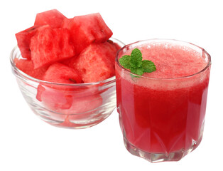 Watermelon juice with mint leaves