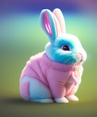 Cute easter bunny with eggs created with generative ai technology