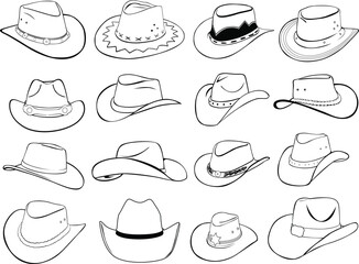 Cowboy hat vector line art.  