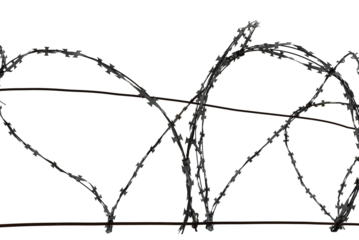 Barbed wire on a white background, a set of barbed wire of different shapes