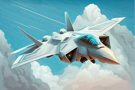 A flight by an F 22 Raptor of the Air Force. Generative AI