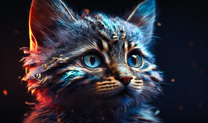 Naklejka premium Portrait look close view cute cat animal