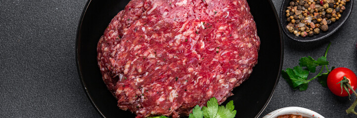 minced meat beef ground meat fresh ready to cook healthy meal food snack on the table copy space food background rustic top view