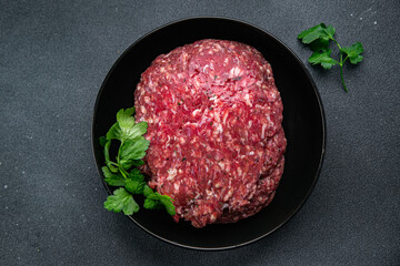 minced meat beef ground meat fresh ready to cook healthy meal food snack on the table copy space food background rustic top view