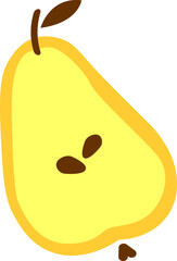 Pear vector icon on white background, flat, cartoon style. For web design and print.
