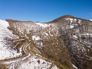 Clean mountain road after snowfall. Artesiaga, Navarra