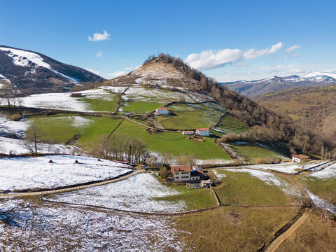 Baztan Valley .Bucolic winter landscape. Navarra