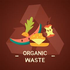 Organic waste recycling design. Vector illustration. Flat cartoon style