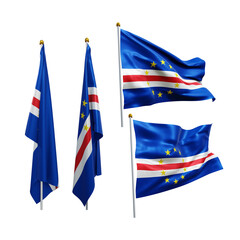 3d rendering africa cape verde flag fluttering and no fluttering