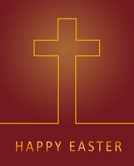 Obraz premium Golden cross on a red background. Easter concept.