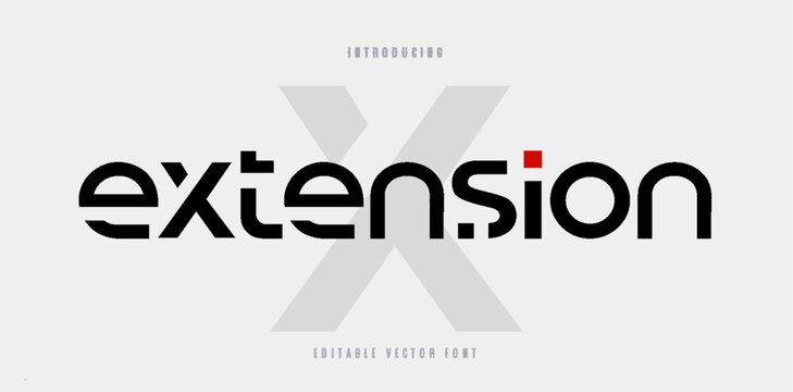 Extension X space style alphabet. Futurism font, minimalist type for modern futuristic logo, monogram, hud graphic, robot or cosmic technology. Minimal style letters, vector typography design
