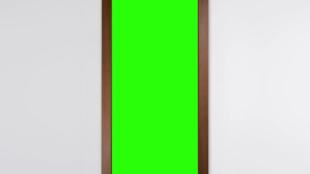 Green screen behind the door that opens