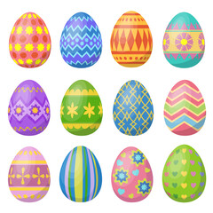 Colorful easter holiday eggs set. Vector illustration