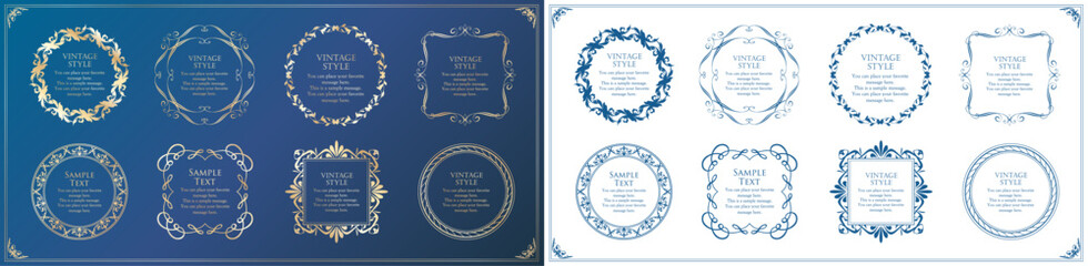 高級感のあるカードデザイン。アンティークな装飾デザイン。エレガントな縁の模様。