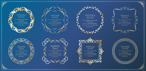 高級感のあるカードデザイン。アンティークな装飾デザイン。エレガントな縁の模様。