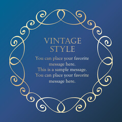 高級感のあるカードデザイン。アンティークな装飾デザイン。エレガントな縁の模様。