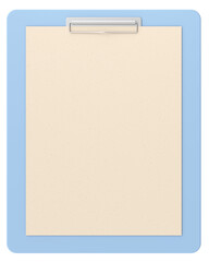 Clipboard with note paper. 3D illustration.