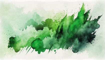 Green Hand painted watercolor abstract watercolor background . Generative AI