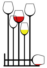 This is an illustration showing stemware, very tall wine glasses in an elegant composition. This is a vector.