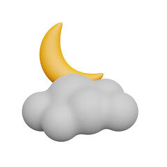 Cloudy Weather 3D icons solated on transparent background.