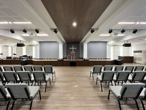 BANGKOK , THAILAND - NOVEMBER 16, 2022: Worship room, Bangkok Fellowship Church