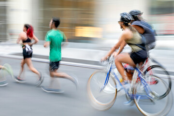cyclists on city street