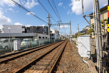 吹田市和泉町の阪急千里線の線路（2023年2月25日撮影）