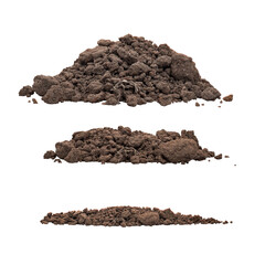 Three real clay mounds of different shapes