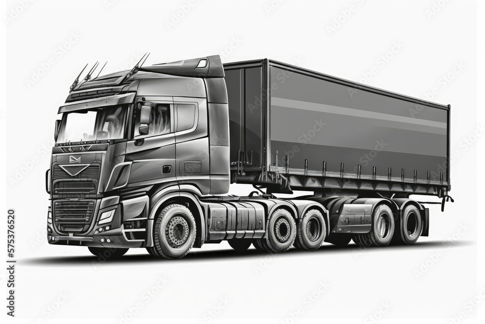 Canvas Prints Illustration of a heavy duty hauling vehicle on a white backdrop. Generative AI