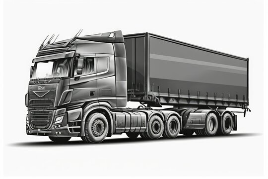 Illustration of a heavy duty hauling vehicle on a white backdrop. Generative AI