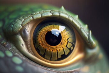 Close-up of frog's eyes. AI technology generated image