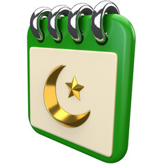 3d Islamic Calendar icon, for UI, poster, banner, social media post. 3D rendering