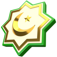 3d islamic icon, for UI, poster, banner, social media post. 3D rendering