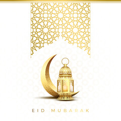Eid Mubarak design with Crescent moon and Lantern