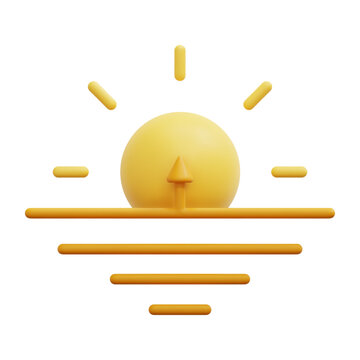 recommend clip art: 3d sunrise in horizon icon vector. Isolated on white background. 3d morning, time, date, wake up and starting concept. Cartoon minimal style. 3d sunlight icon vector render illustration.