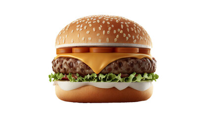 beef burger on white blank background, Generative AI