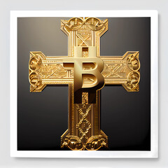 Golden bitcoin cross