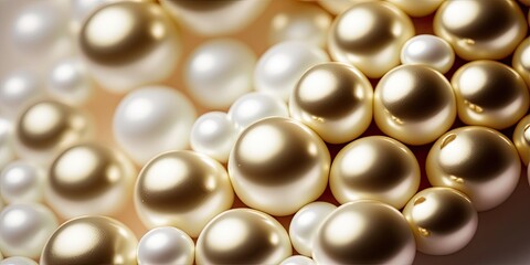 Gold and white pearls. Digital Art. Shimmer and shine. Luxury Gems and Jewels. Background Wallpaper