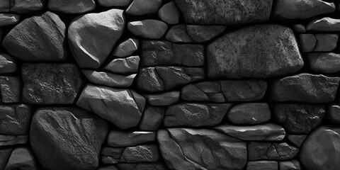 Black rock pattern background, generative ai