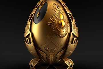 futuristic illustration cyber golden egg intricate asymetrical created with Generative AI technology