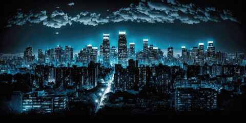 Futuristic night city skyline - Generative AI