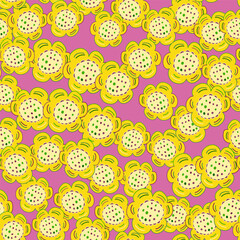Seamless pattern with doodle flowers.