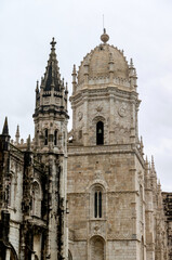 Fototapeta na wymiar Bell tower of Jeronimos Monastery in Belem Portugal