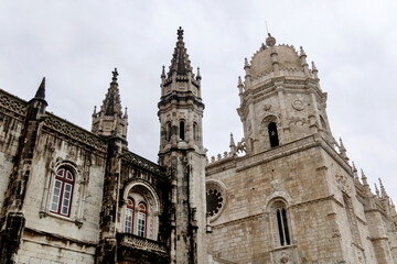 Fototapeta na wymiar Bell tower of Jeronimos Monastery in Belem Portugal