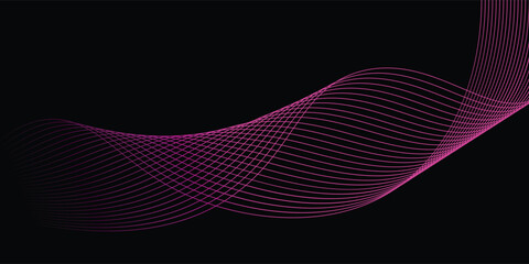 Black background and purple line wave 
