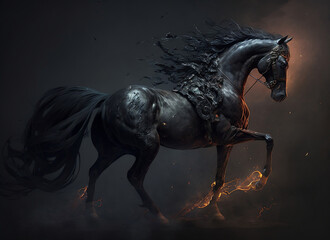Obraz na płótnie Canvas dark fantasy horse , Generative AI