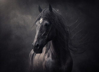 beautiful dark horse portrait, Generative AI