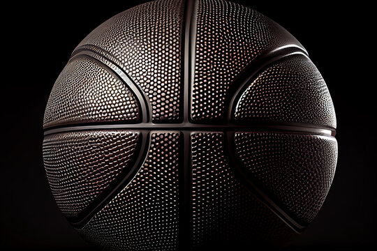 Basketball close-up on black background. Generative Ai